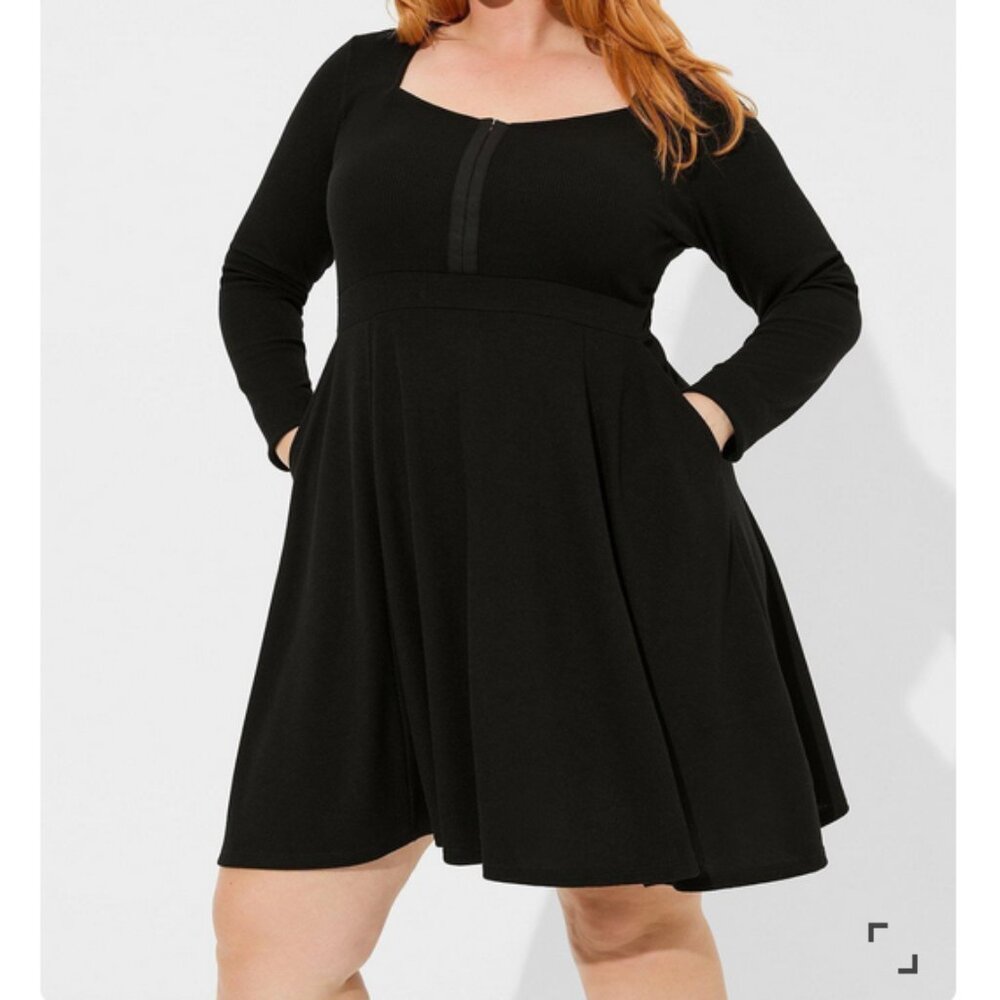 Mini Waffle Long Sleeve Skater Dress